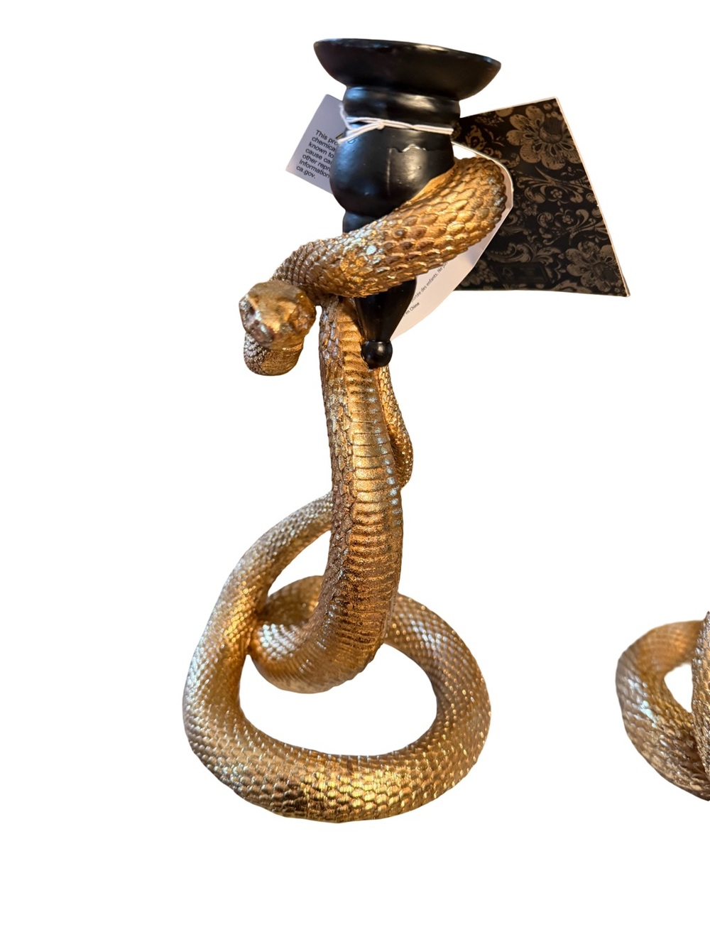 Christian Siriano NWT Halloween Gothic Gold Snake Candle Holders - Qty of 2 - Picture 4 of 8